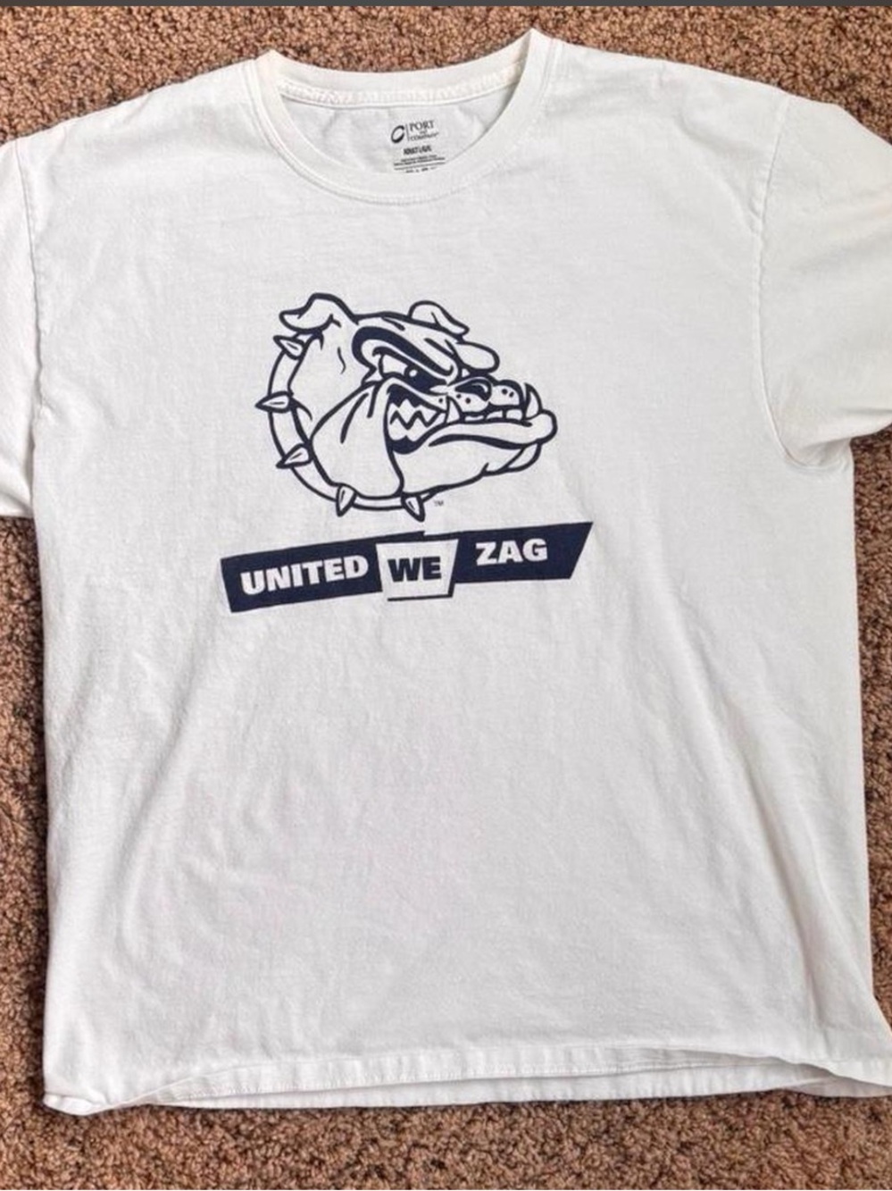 White 'United We Zag' Bulldog Graphic Tee